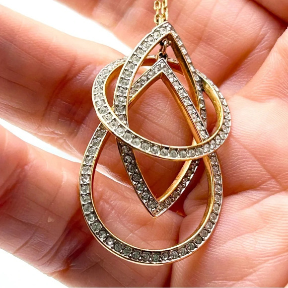 Swarovski Crystal Rose Gold Interlocking Pave Pendant Necklace - Picture 3 of 3